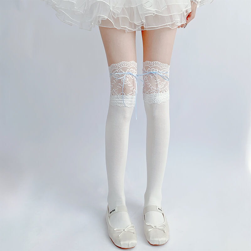 Lolita lace ribbon high tube socks BY11132