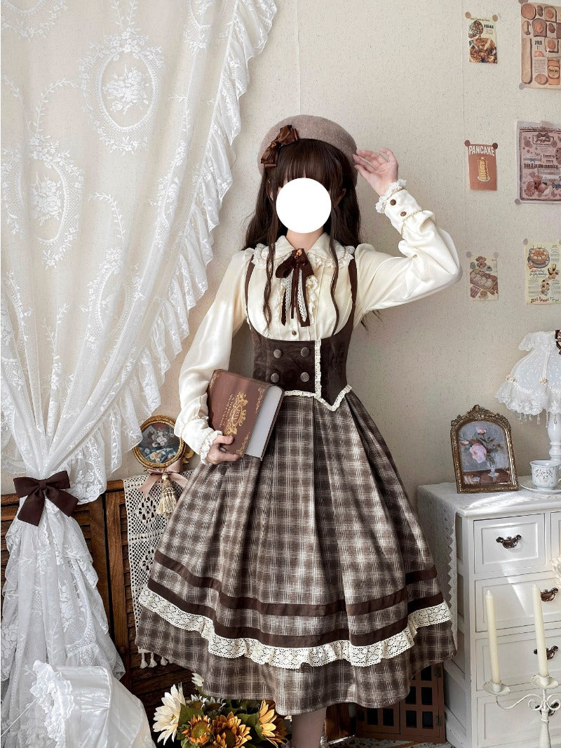 Plaid Empire Bust Wool JSK Autumn Winter Lolita Dress BY1094