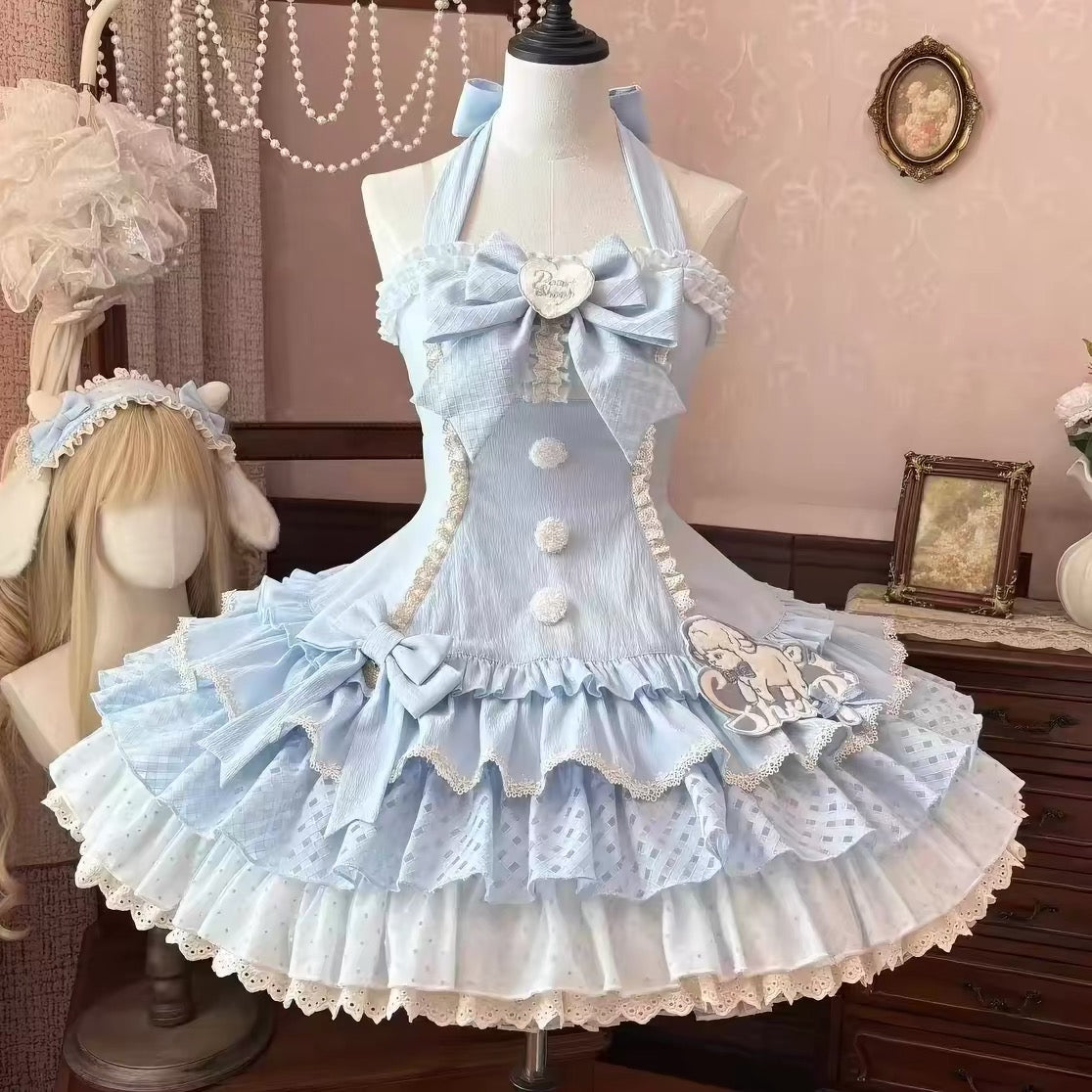 Sweet Lolita Pink Blue JSK & Halter Dress BY0055π