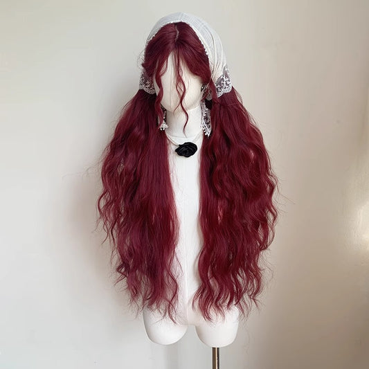 Chestnut Red Elf Style Super Long Vintage Wool Curly Wig BY0914