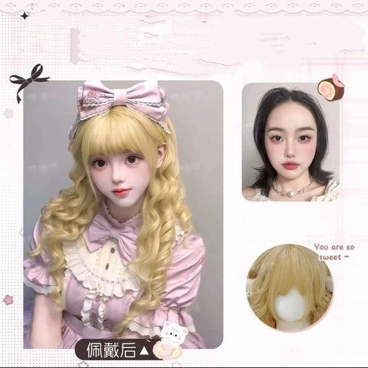 Platinum Blonde Bubble Curl Lolita Wig by0993
