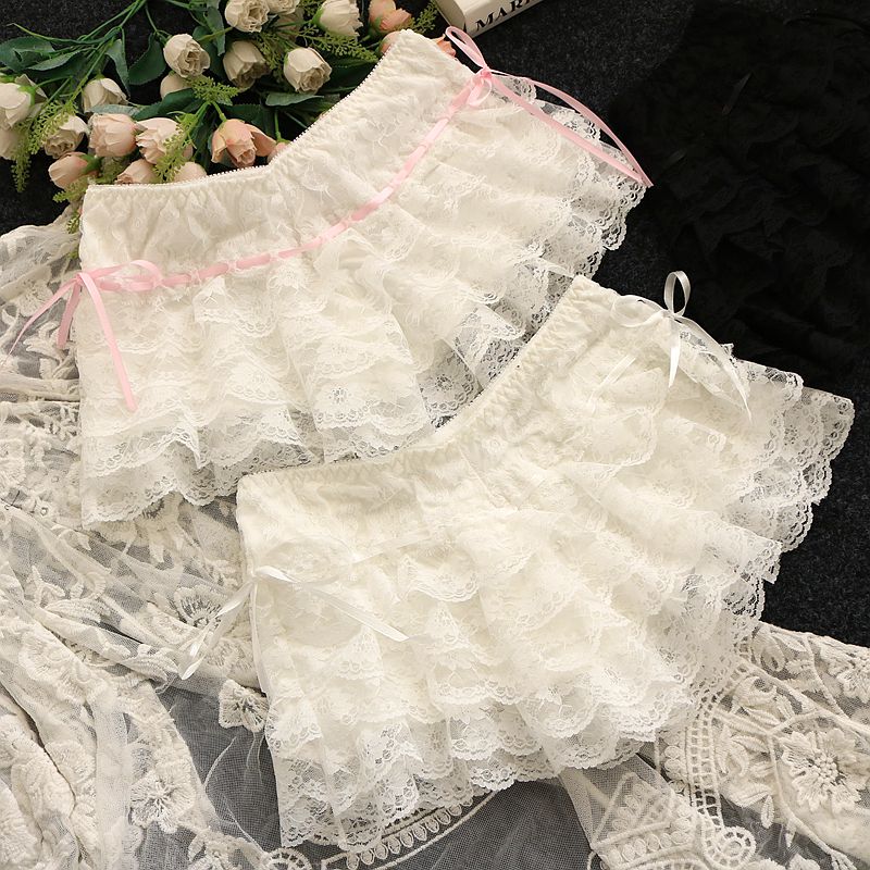Sweet and fashionable multi-layer lace wide leg shorts hot pants BY1092