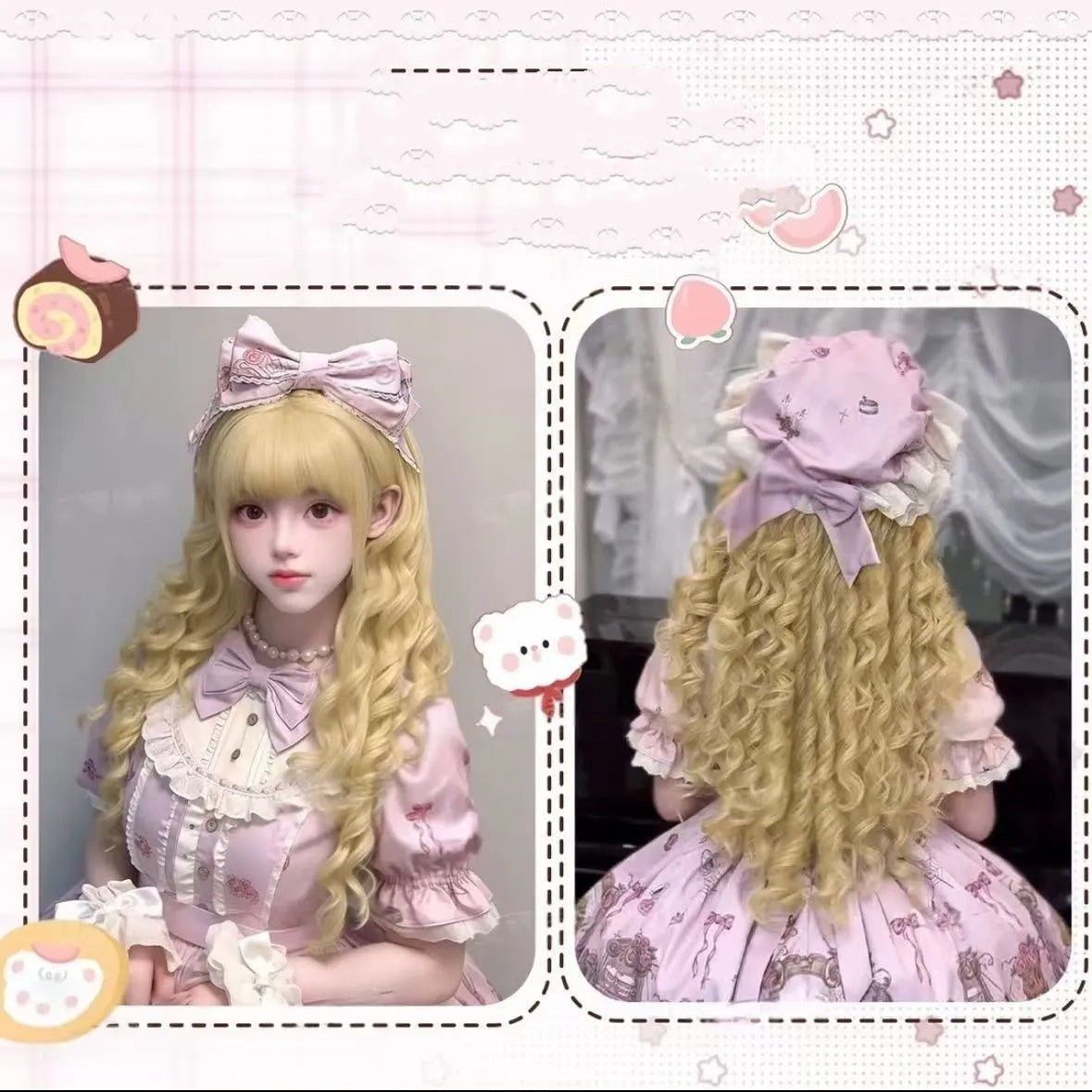 Platinum Blonde Bubble Curl Lolita Wig by0993
