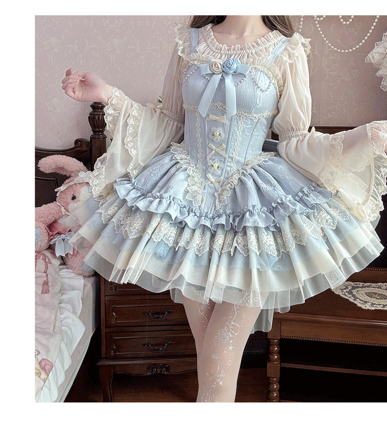 Chiffon Hime Sleeve Lolita Blouse Versatile Undershirt by0909