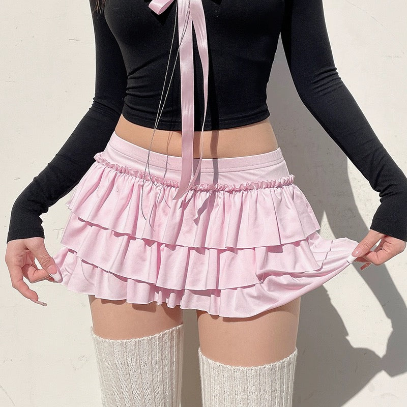Baby Pink bow high waist cake skirt BY11000