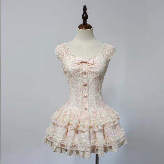 Mint & Pink Sweet Corset Fluffy Lolita Skirt |In Stock BY0066