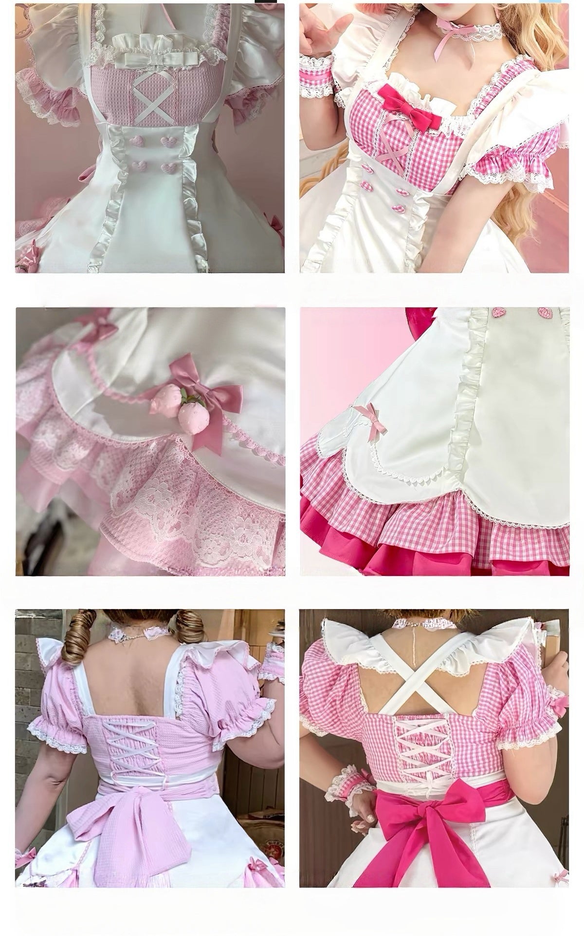 Kawaii Pink Check Maid Lolita BY0088