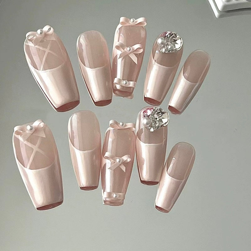 handmade ballet bow fake nails BY10011