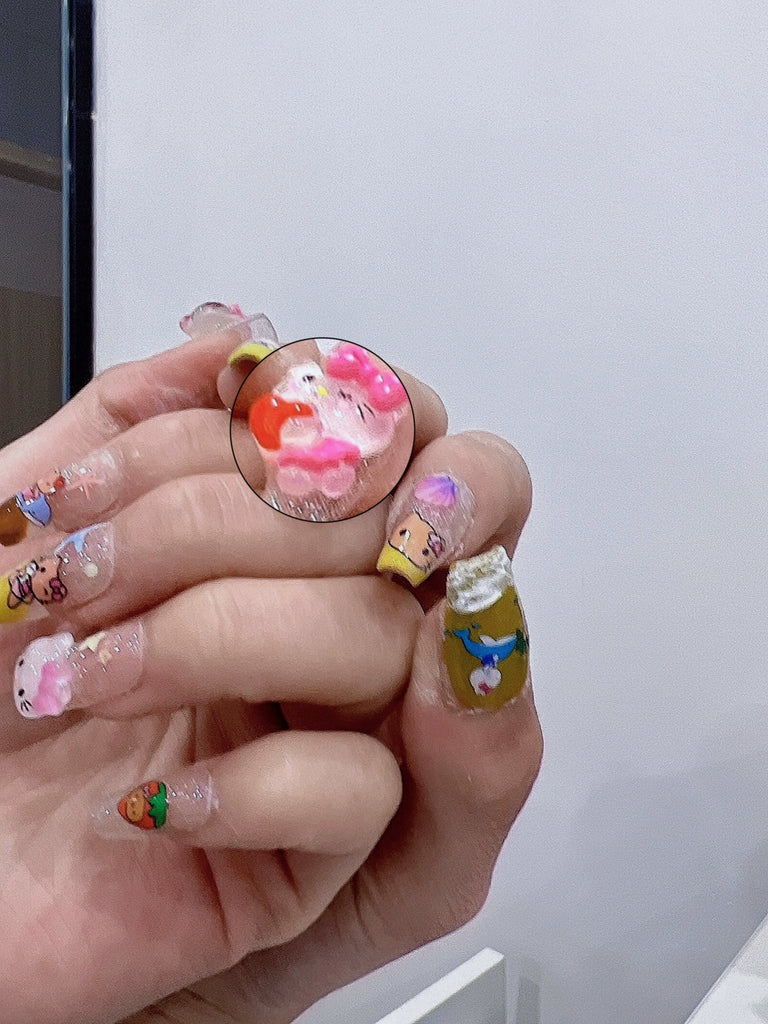 handmade kawaii hello kitty fake nails BY10013