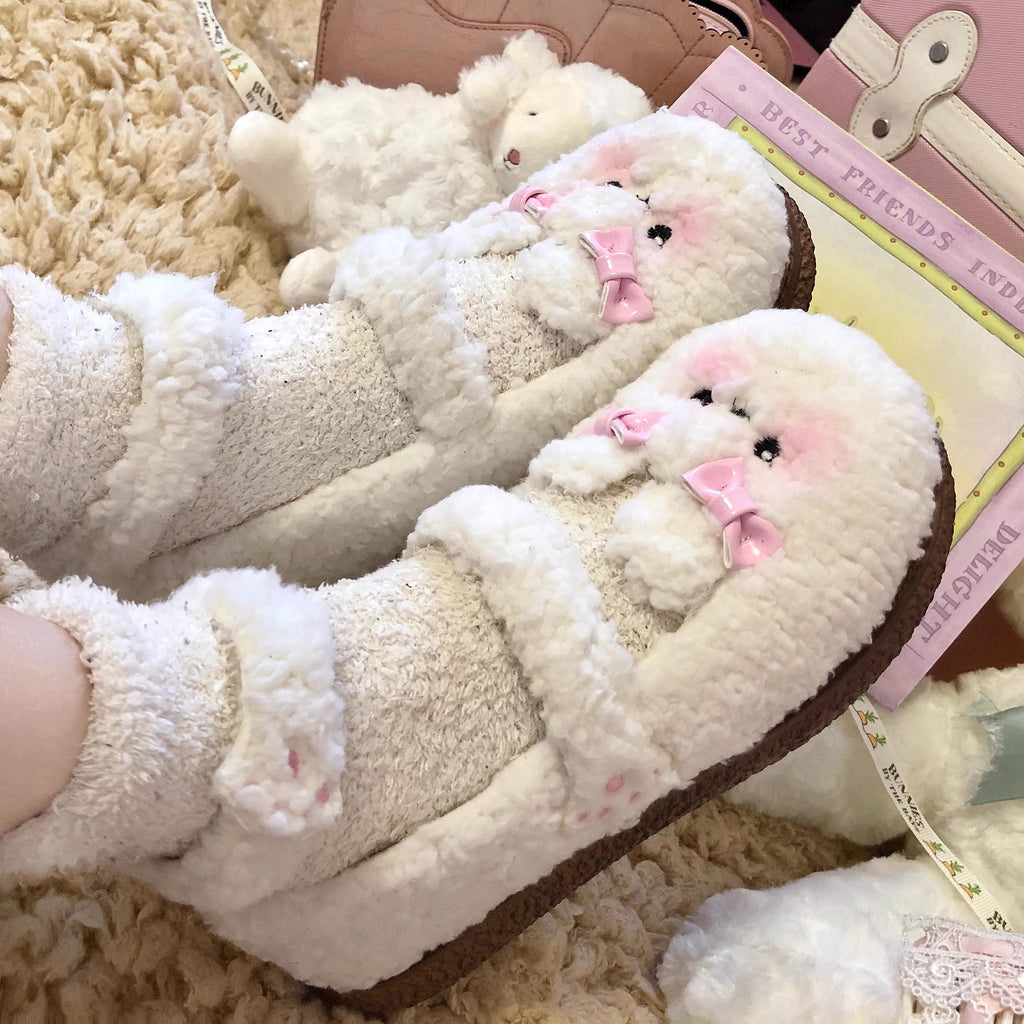 Little Sweet Bear Plush Lolita Lambhair Shoes BY12202