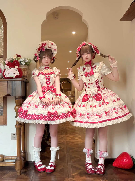 Sweet Red Strawberry Printed Lolita JSK/OP Full Payment Pre-order BY1102