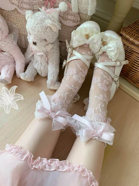 Twisted Rose Lolita Mid-Calf Kawaii Lolita Socks BY1122