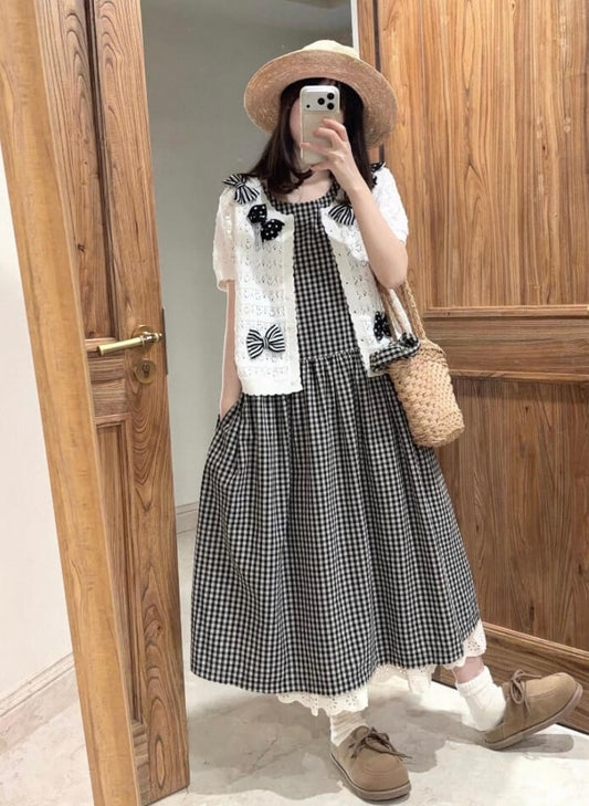 Cute Lolita Bow Decor Polka Dot Versatile Cardigan 9255