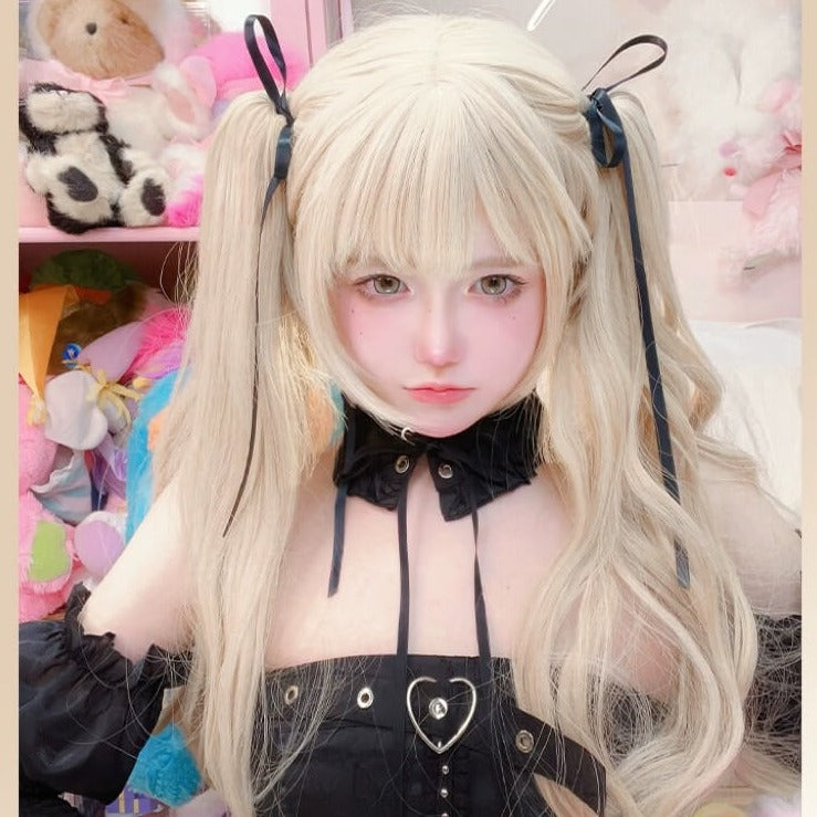 Lolita anime rice brown daily double horsetail cosplay wig BY6213