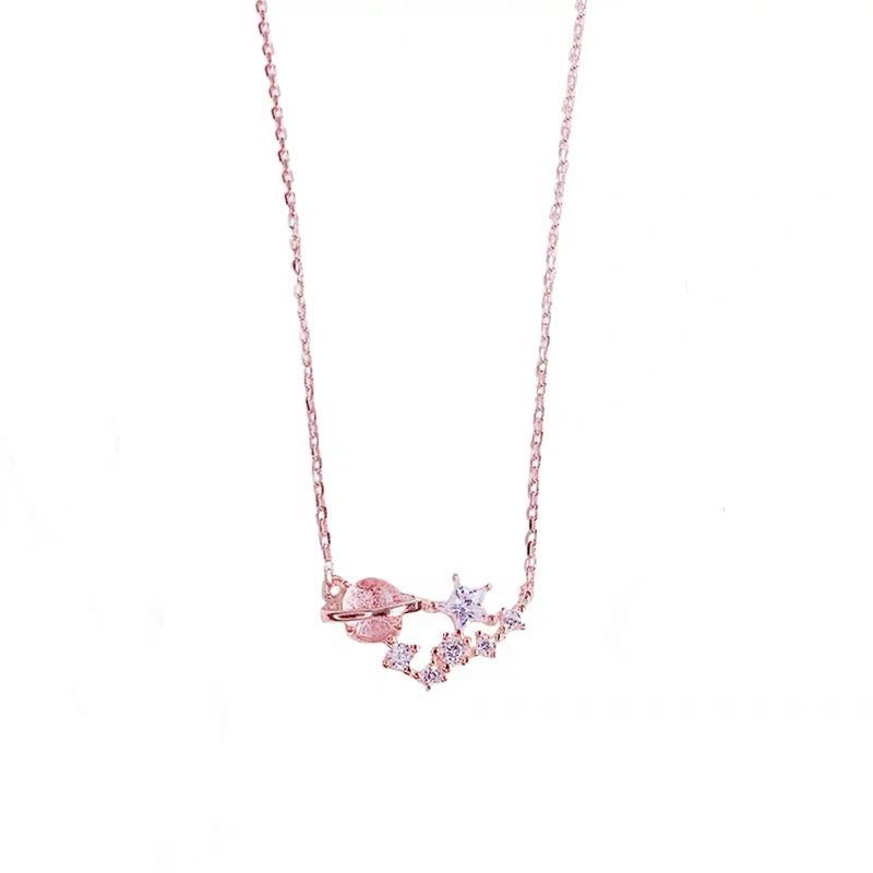 CUTE PINK PLANET NECKLACE