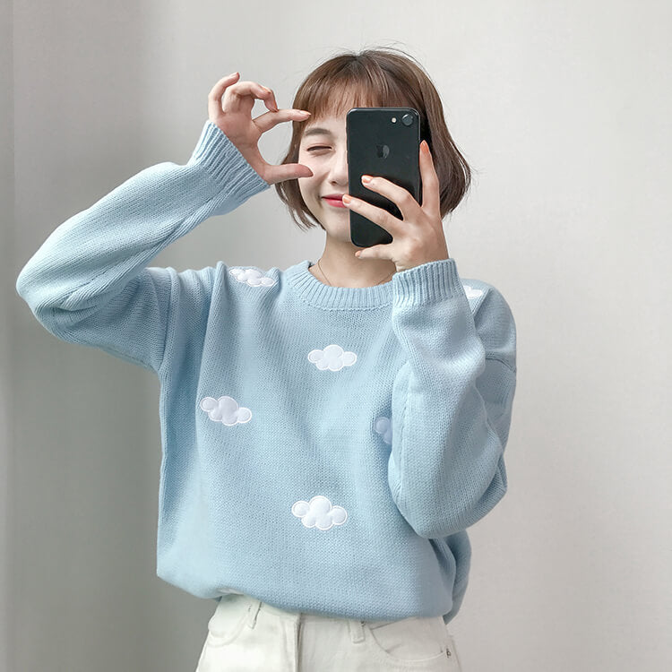 3 COLORS KOREAN CLOUDS KNIT SWEATER BY21188