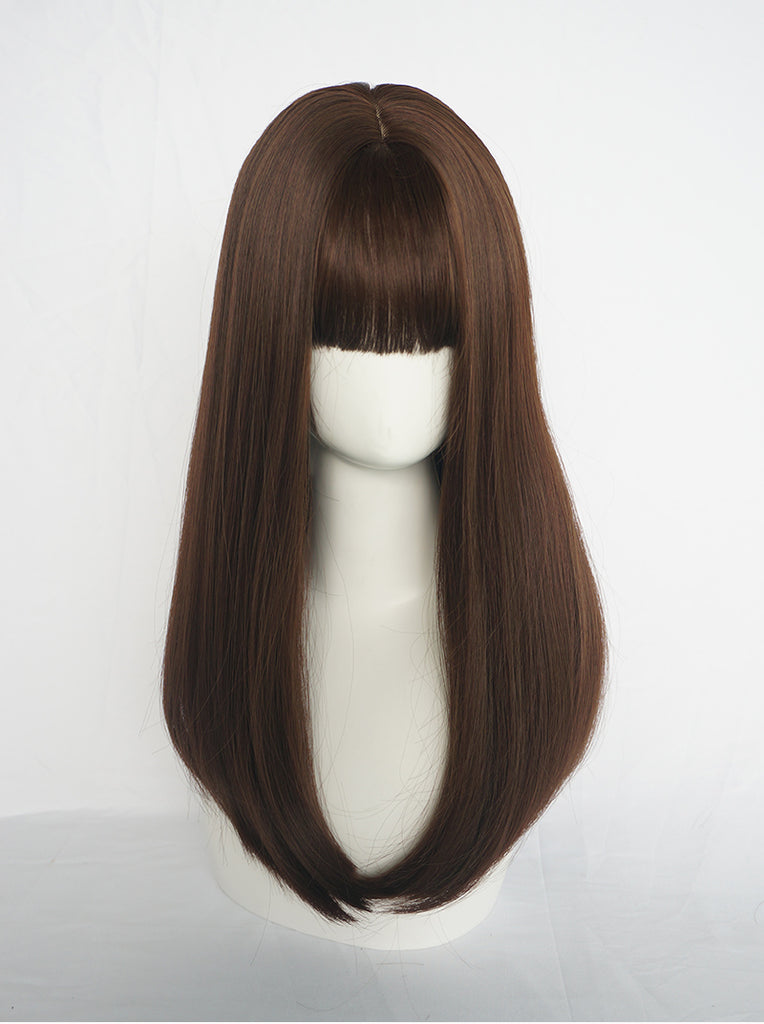 BLACK ROUND FACE LONG STRAIGHT WIG BY31096