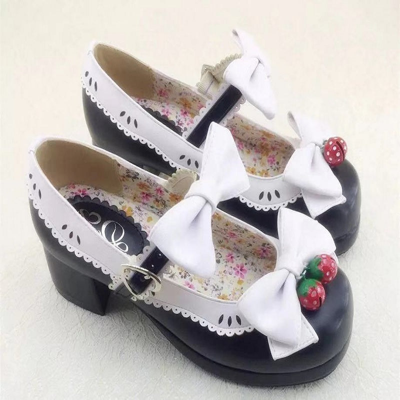 JAPANESE LOLITA STRAWBERRY BELL BOW SHOES BY50807