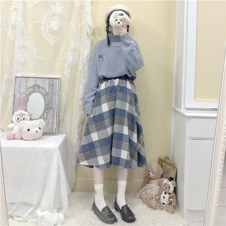 JAPANESE WOOL PLAID MID-LENGTH SKIRT BY63133