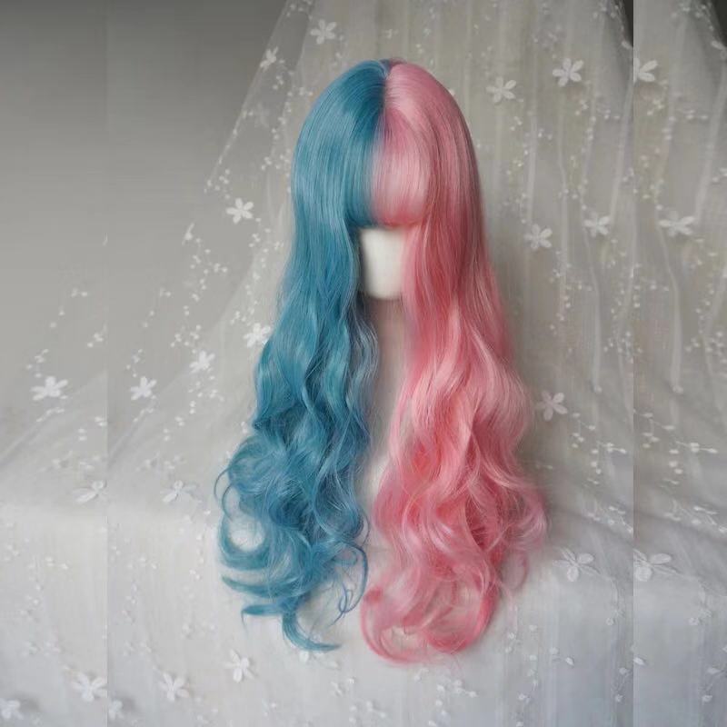 LOLITA  BLUE PINK LONG WAVE WIG BY31042