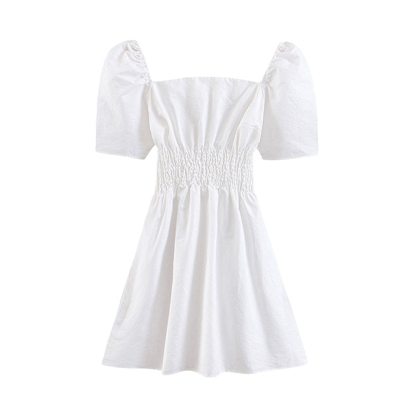 RETRO HEPBURN AQUARE COLLAR WHITE PRINCESS DRESS BY71096