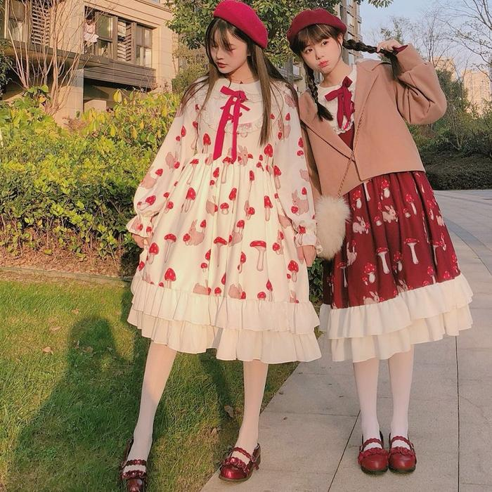 cute mushroom dress Long Mushroom Dress - Woodland Dream