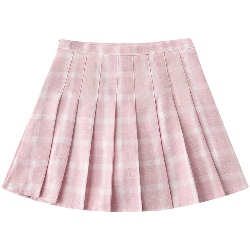 ULZZANG PREPPY STYLE GRID PLEATED SKIRT BY50405