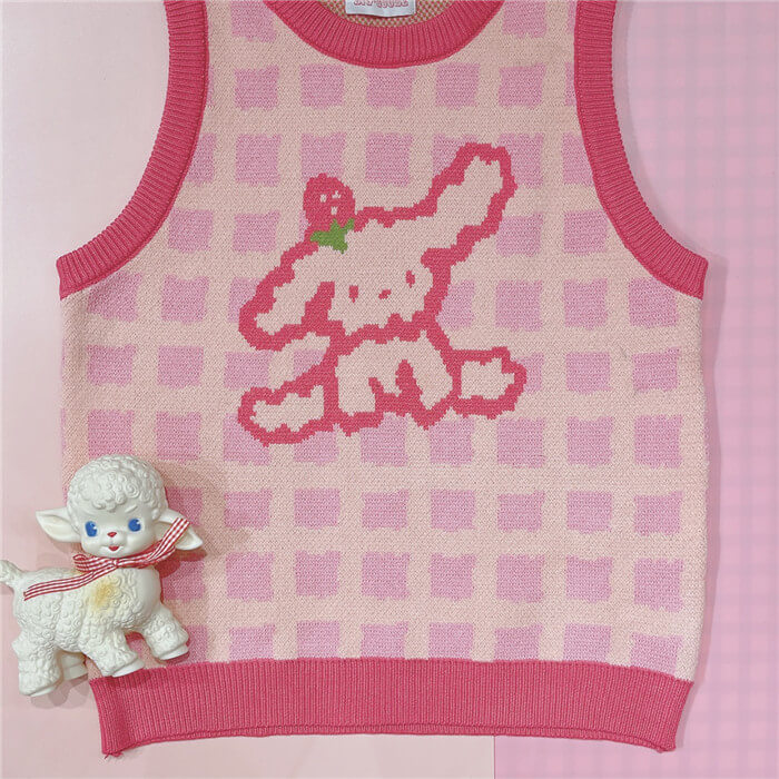 Japanese CUTE pink dog student versatile vest BY9024