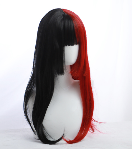 HIME CUT BLACK RED LONG STRAIGHT WIG BY31105