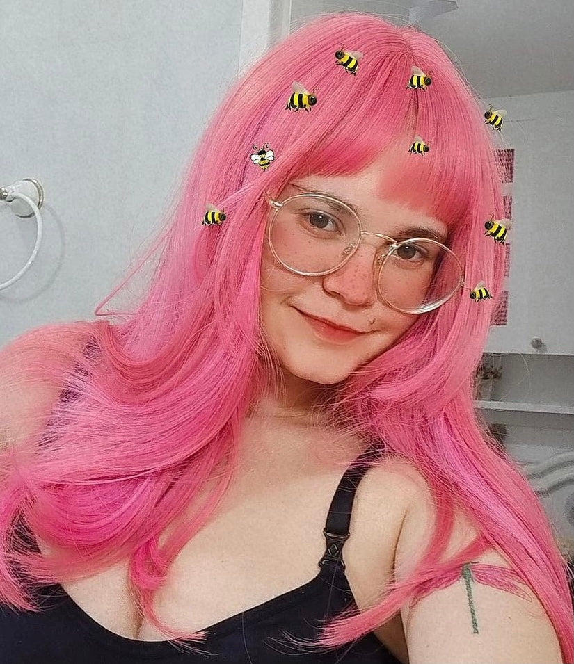 PINK AIR BANGS ROUND FACE WIG BY31084