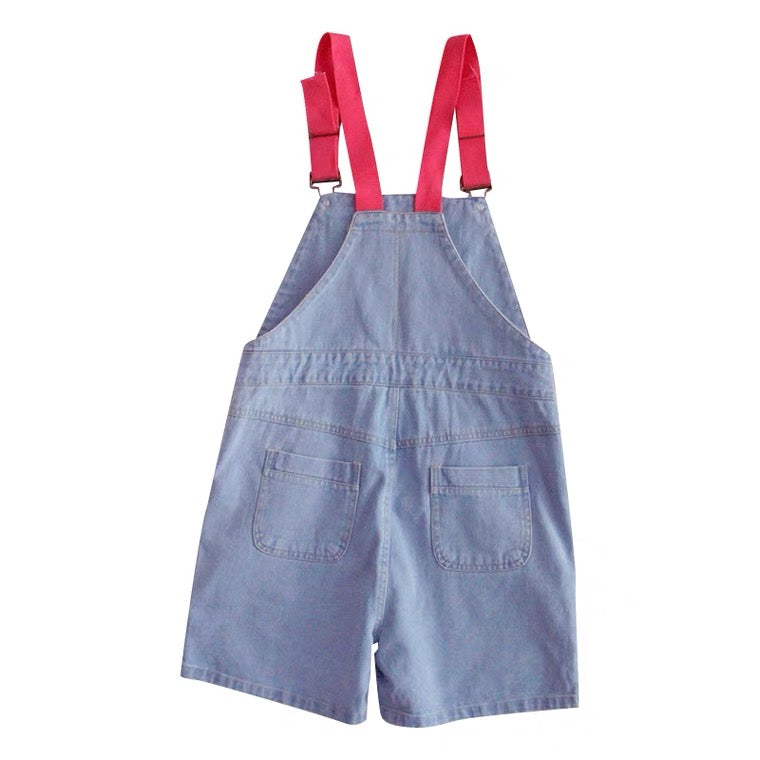 JAPANESE CUTE FLOWER EMBROIDERY DENIM OVERALLS SHORTS BY60002