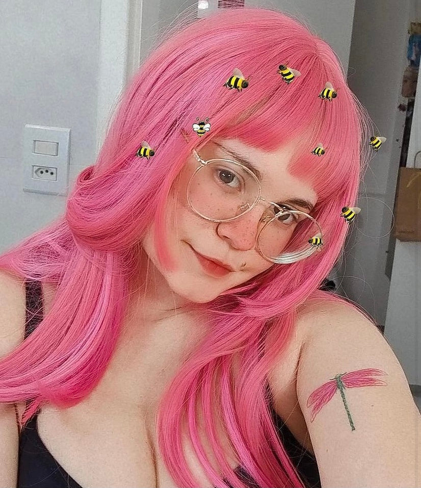 PINK AIR BANGS ROUND FACE WIG BY31084