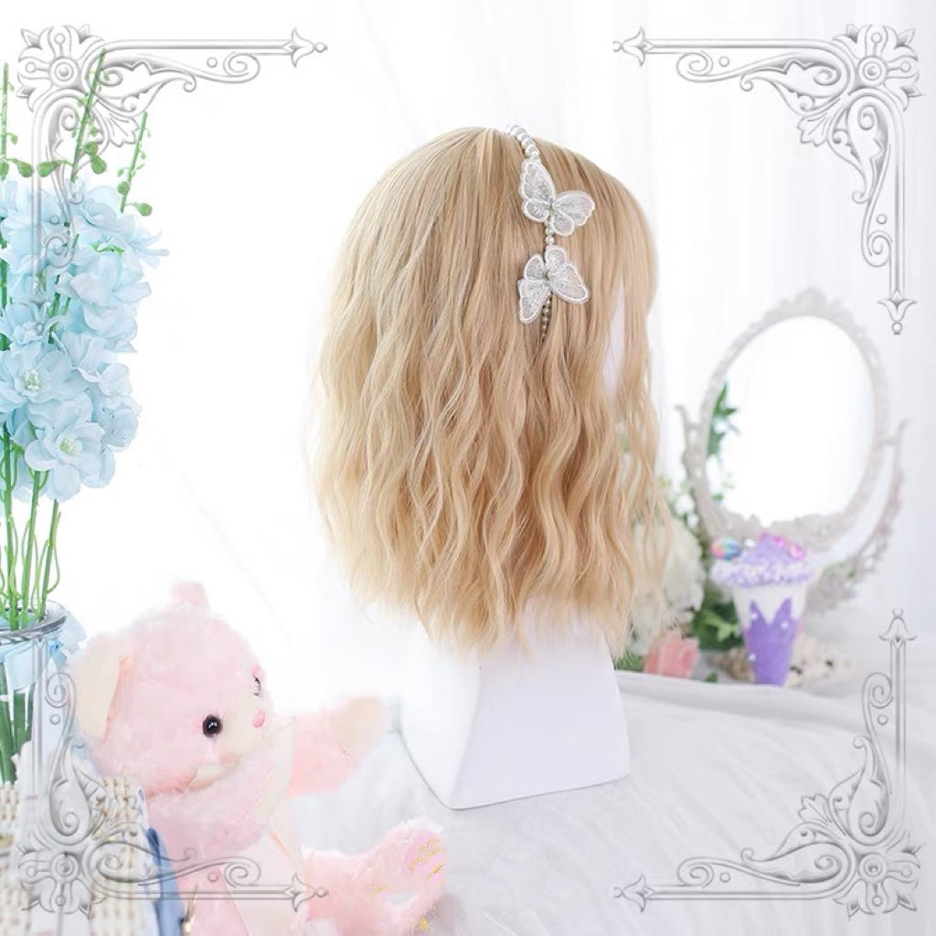 Lolita daily blonde short curly wig BY3301