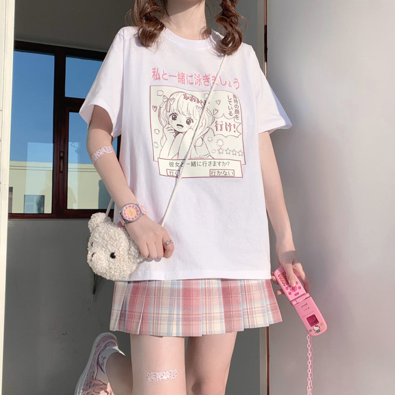 JAPANESE CUTE PREPPY GIRL PRINT T-SHIRT BY50056
