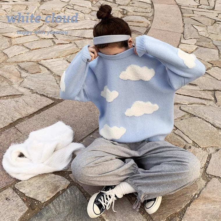 CUTE WHITE CLOUDS KNIT SWEATER BY70141