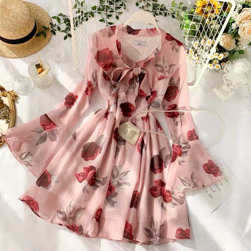 SWEET ROSE PRINT DRESS BY40403