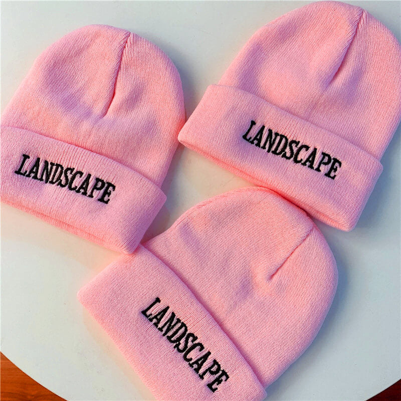 Korean ins CUTE PINK LETTER KNIT HAT BY9003