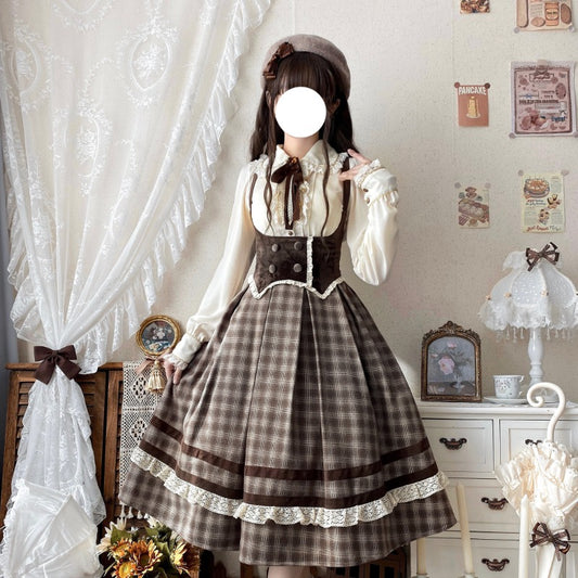Plaid Empire Bust Wool JSK Autumn Winter Lolita Dress BY1094