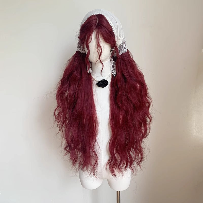 Chestnut Red Elf Style Super Long Vintage Wool Curly Wig BY0914