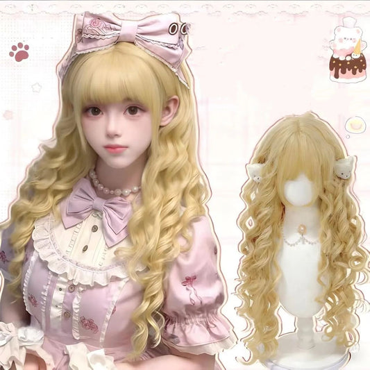 Platinum Blonde Bubble Curl Lolita Wig by0993