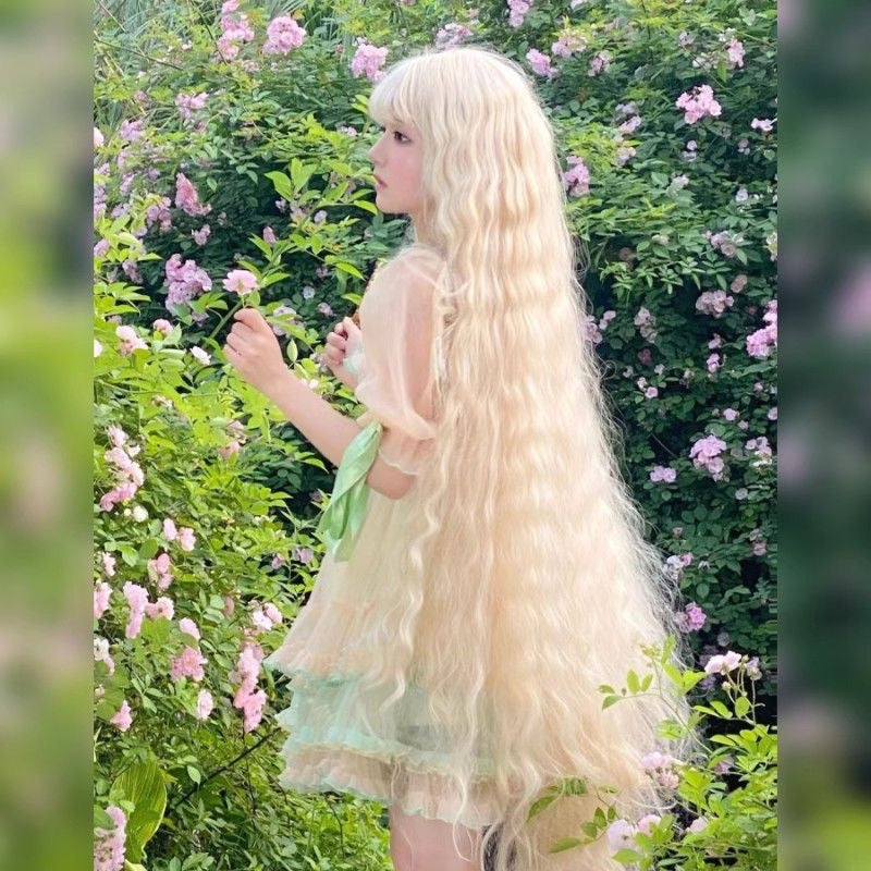 Extra Long 100cm Light Gold Corn Wool Curl Lolita Wig by0995