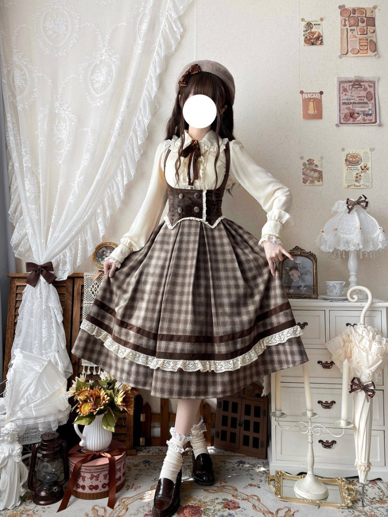 Plaid Empire Bust Wool JSK Autumn Winter Lolita Dress BY1094