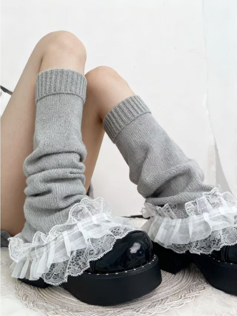 Autumn Winter Flared Lace Lolita Leg Warmers BY9222