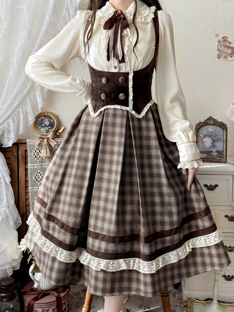 Plaid Empire Bust Wool JSK Autumn Winter Lolita Dress BY1094