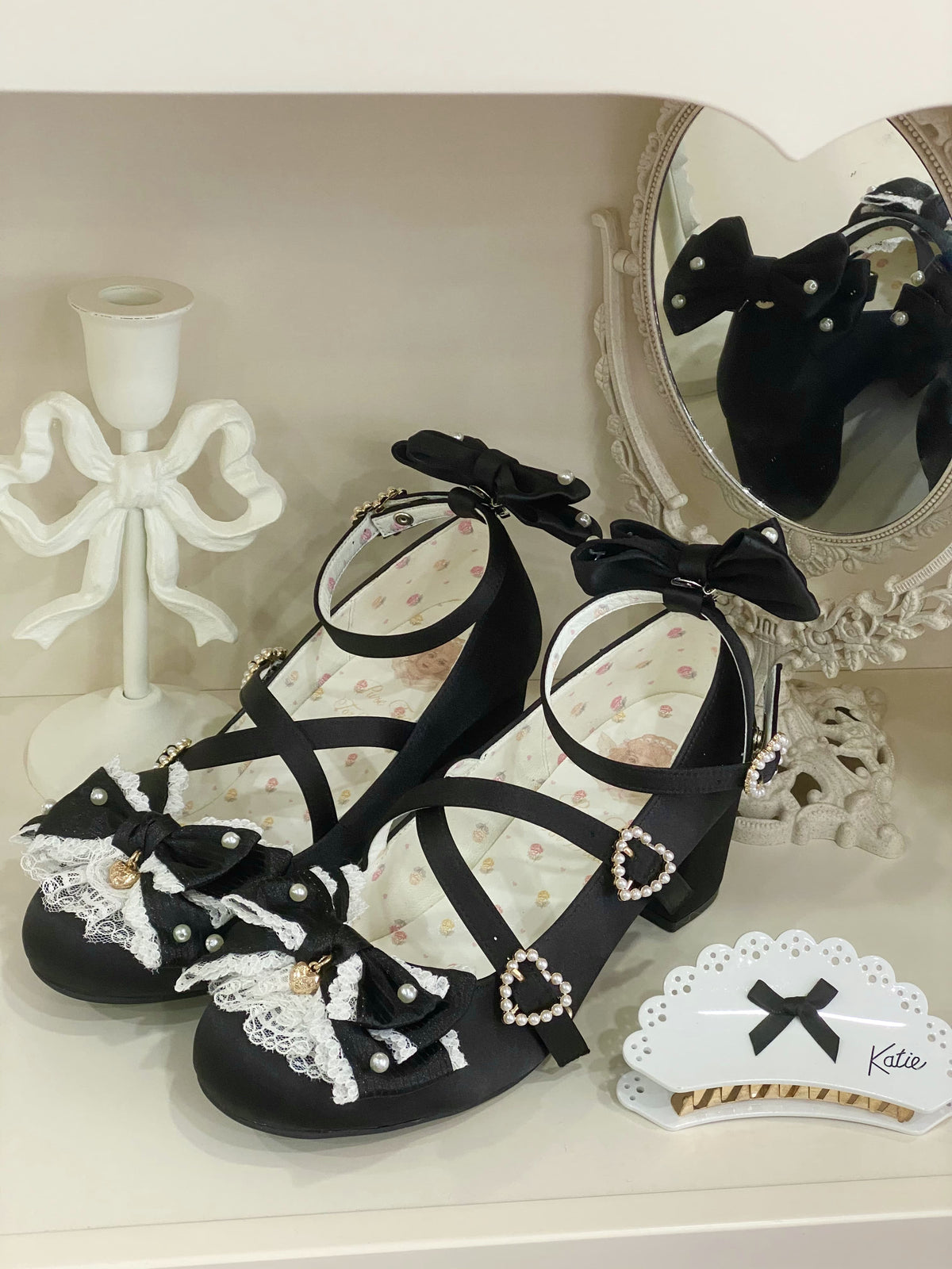Round Toe Mid Heel Bow Women Shoes by0910