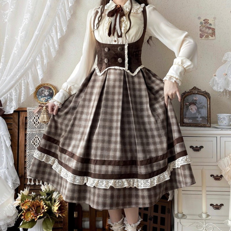 Plaid Empire Bust Wool JSK Autumn Winter Lolita Dress BY1094