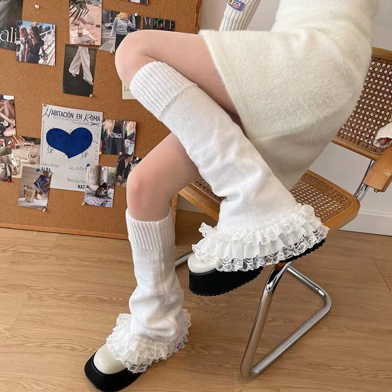 Autumn Winter Flared Lace Lolita Leg Warmers BY9222