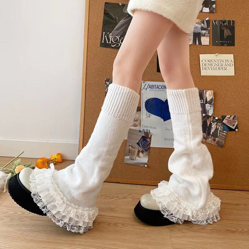 Autumn Winter Flared Lace Lolita Leg Warmers BY9222