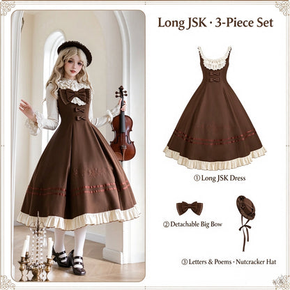 Embroidered Long JSK Twin Ruffled Bustier Lolita Dress BY1262