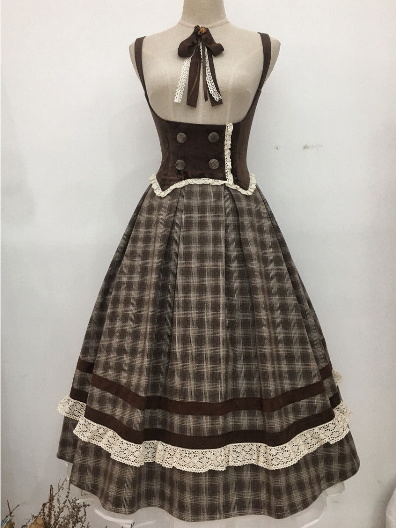Plaid Empire Bust Wool JSK Autumn Winter Lolita Dress BY1094